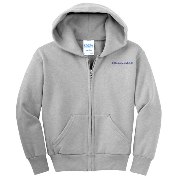 Ultrasound AI Embroidered - Youth Core Fleece Full Zip Hooded Sweatshirt Thumbnail